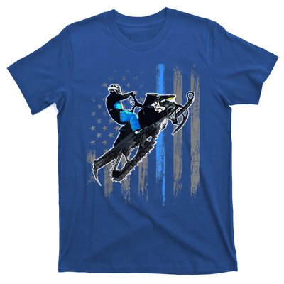 American Flag Snowmobile Gift Snowmobile Riding Gift Meaningful Gift T-Shirt