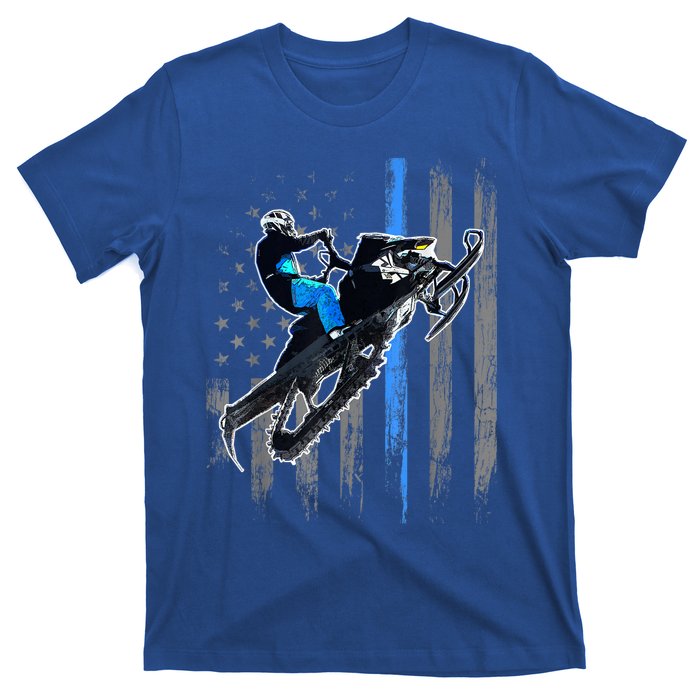 American Flag Snowmobile Gift Snowmobile Riding Gift Meaningful Gift T-Shirt