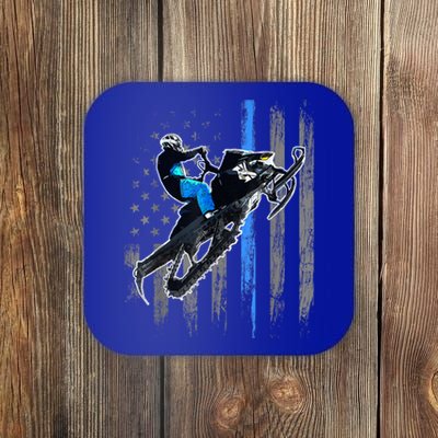 American Flag Snowmobile Gift Snowmobile Riding Gift Meaningful Gift Coaster