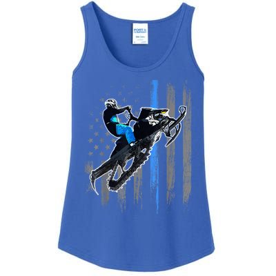 American Flag Snowmobile Gift Snowmobile Riding Gift Meaningful Gift Ladies Essential Tank