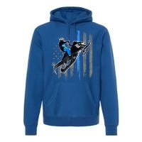 American Flag Snowmobile Gift Snowmobile Riding Gift Meaningful Gift Premium Hoodie