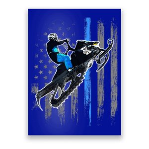 American Flag Snowmobile Gift Snowmobile Riding Gift Meaningful Gift Poster