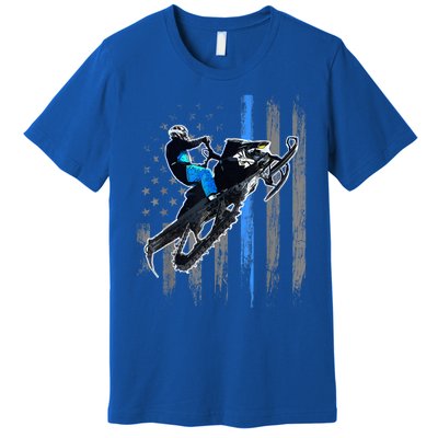 American Flag Snowmobile Gift Snowmobile Riding Gift Meaningful Gift Premium T-Shirt