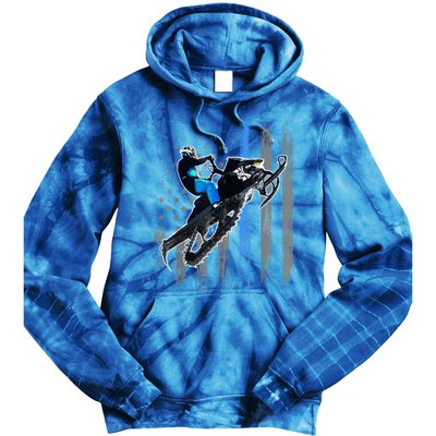 American Flag Snowmobile Gift Snowmobile Riding Gift Meaningful Gift Tie Dye Hoodie