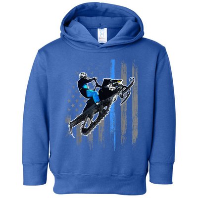 American Flag Snowmobile Gift Snowmobile Riding Gift Meaningful Gift Toddler Hoodie