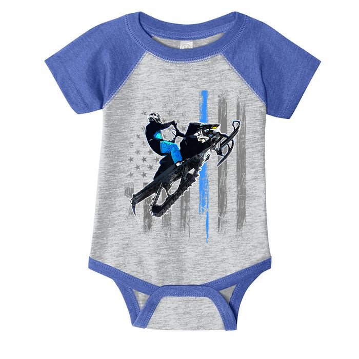 American Flag Snowmobile Gift Snowmobile Riding Gift Meaningful Gift Infant Baby Jersey Bodysuit