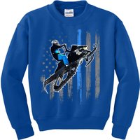 American Flag Snowmobile Gift Snowmobile Riding Gift Meaningful Gift Kids Sweatshirt