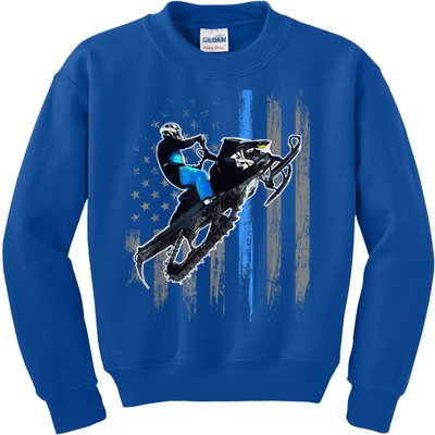 American Flag Snowmobile Gift Snowmobile Riding Gift Meaningful Gift Kids Sweatshirt