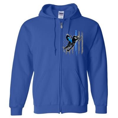 American Flag Snowmobile Gift Snowmobile Riding Gift Meaningful Gift Full Zip Hoodie