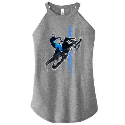 American Flag Snowmobile Gift Snowmobile Riding Gift Meaningful Gift Women's Perfect Tri Rocker Tank