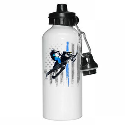 American Flag Snowmobile Gift Snowmobile Riding Gift Meaningful Gift Aluminum Water Bottle