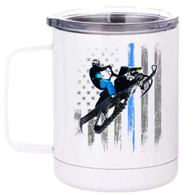 American Flag Snowmobile Gift Snowmobile Riding Gift Meaningful Gift 12 oz Stainless Steel Tumbler Cup