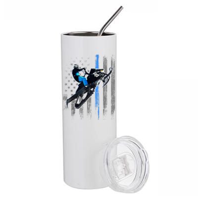 American Flag Snowmobile Gift Snowmobile Riding Gift Meaningful Gift Stainless Steel Tumbler