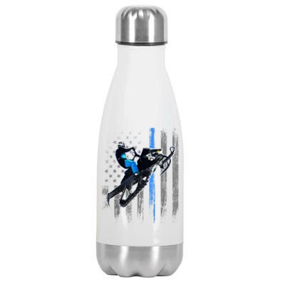 American Flag Snowmobile Gift Snowmobile Riding Gift Meaningful Gift Stainless Steel Insulated Water Bottle