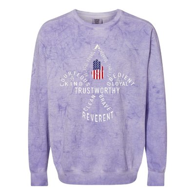 America Flag Scouting Law Colorblast Crewneck Sweatshirt