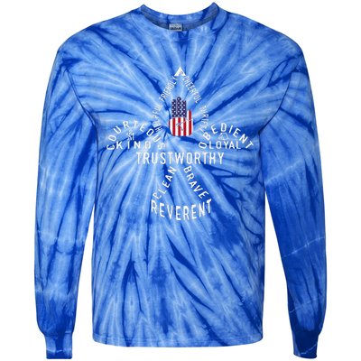 America Flag Scouting Law Tie-Dye Long Sleeve Shirt