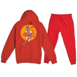 American Football Skeleton Halloween Football Fan Premium Hooded Sweatsuit Set