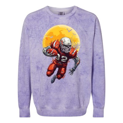 American Football Skeleton Halloween Football Fan Colorblast Crewneck Sweatshirt