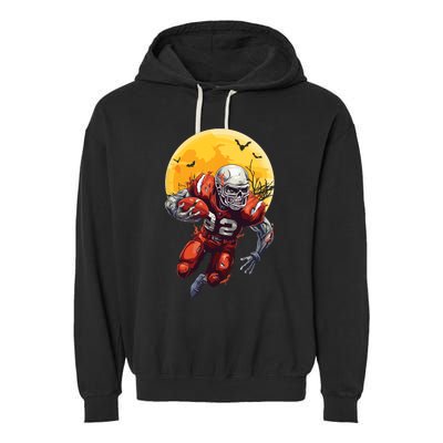 American Football Skeleton Halloween Football Fan Garment-Dyed Fleece Hoodie