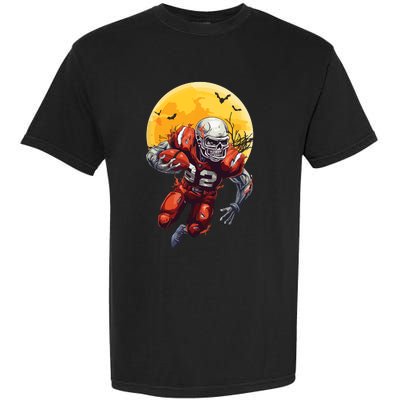 American Football Skeleton Halloween Football Fan Garment-Dyed Heavyweight T-Shirt