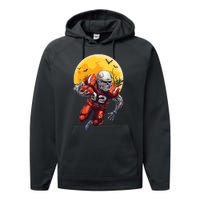 American Football Skeleton Halloween Football Fan Performance Fleece Hoodie