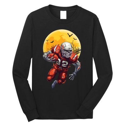 American Football Skeleton Halloween Football Fan Long Sleeve Shirt