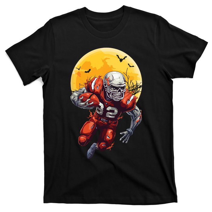 American Football Skeleton Halloween Football Fan T-Shirt