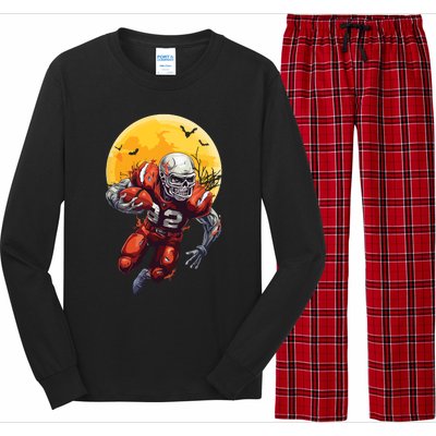 American Football Skeleton Halloween Football Fan Long Sleeve Pajama Set