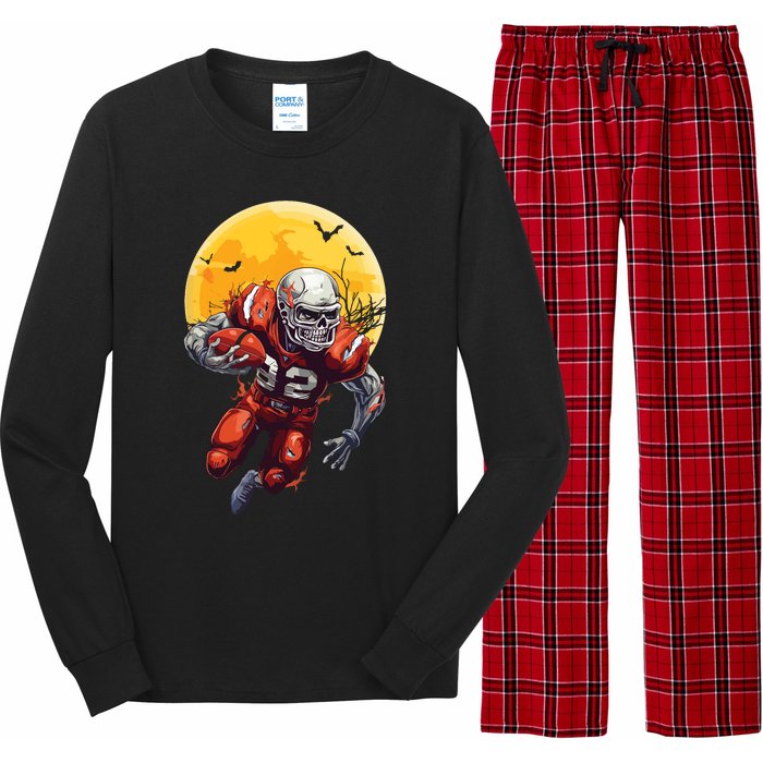 American Football Skeleton Halloween Football Fan Long Sleeve Pajama Set