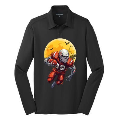 American Football Skeleton Halloween Football Fan Silk Touch Performance Long Sleeve Polo