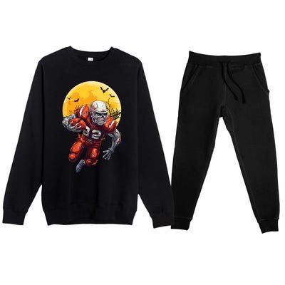 American Football Skeleton Halloween Football Fan Premium Crewneck Sweatsuit Set