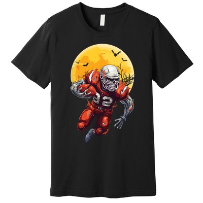 American Football Skeleton Halloween Football Fan Premium T-Shirt