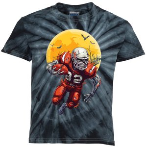 American Football Skeleton Halloween Football Fan Kids Tie-Dye T-Shirt