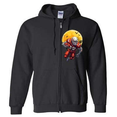 American Football Skeleton Halloween Football Fan Full Zip Hoodie