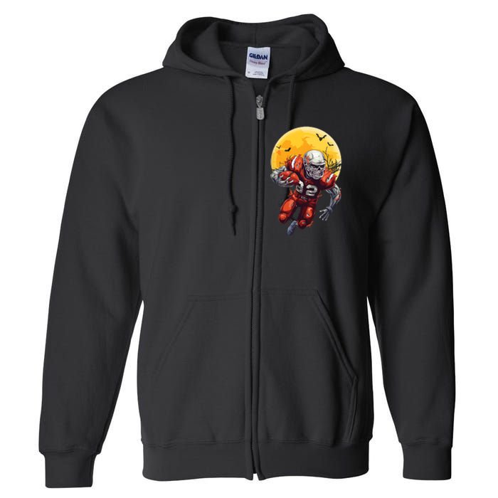 American Football Skeleton Halloween Football Fan Full Zip Hoodie