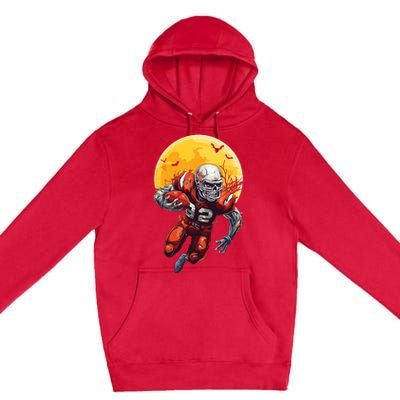 American Football Skeleton Halloween Football Fan Premium Pullover Hoodie