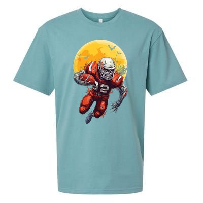 American Football Skeleton Halloween Football Fan Sueded Cloud Jersey T-Shirt