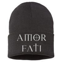 Amor Fati Stoic Inspirational Latin Quote Love your Fate Sustainable Knit Beanie