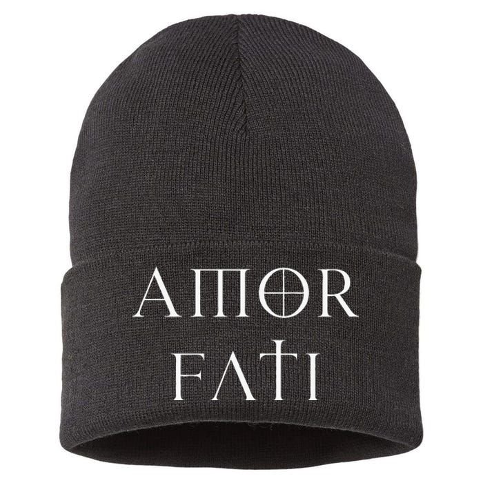 Amor Fati Stoic Inspirational Latin Quote Love your Fate Sustainable Knit Beanie