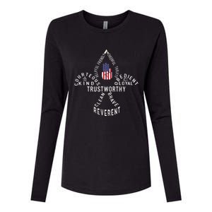 America Flag Scouting law Womens Cotton Relaxed Long Sleeve T-Shirt