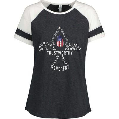 America Flag Scouting law Enza Ladies Jersey Colorblock Tee