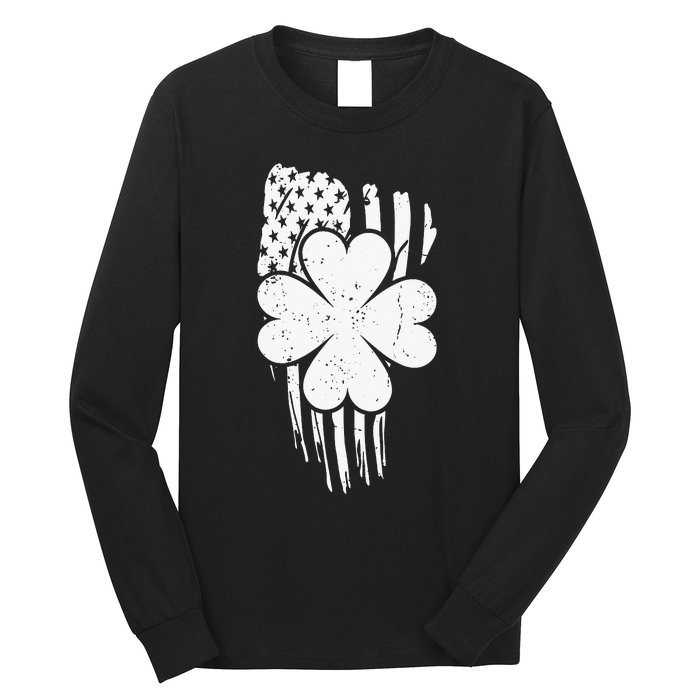 American Flag St Patricks Day Vintage Irish Lucky Long Sleeve Shirt