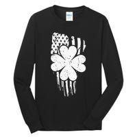 American Flag St Patricks Day Vintage Irish Lucky Tall Long Sleeve T-Shirt