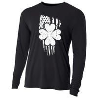 American Flag St Patricks Day Vintage Irish Lucky Cooling Performance Long Sleeve Crew