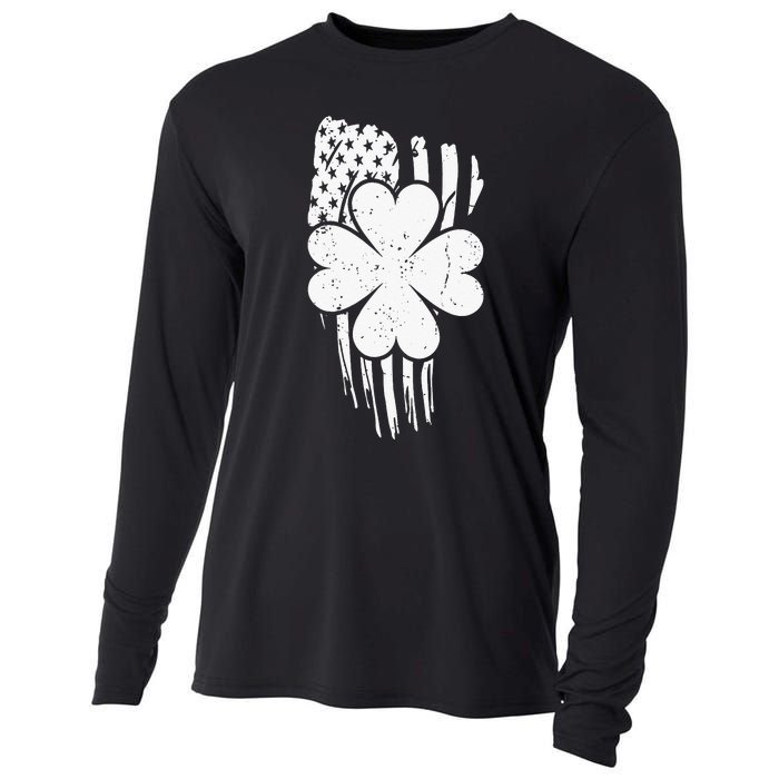 American Flag St Patricks Day Vintage Irish Lucky Cooling Performance Long Sleeve Crew