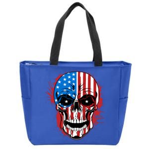 American Flag Skull 4th Of July Skeleton Patriotic Gift Zip Tote Bag