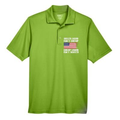 American Flag Skilled Labor Isnt Cheap Labor Day Funny Gift Men's Origin Performance Pique Polo