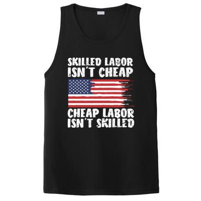 American Flag Skilled Labor Isnt Cheap Labor Day Funny Gift PosiCharge Competitor Tank