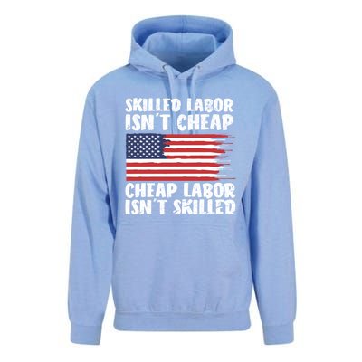 American Flag Skilled Labor Isnt Cheap Labor Day Funny Gift Unisex Surf Hoodie