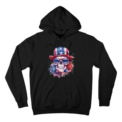 America Flag Skull Sunglasses USA Patriotic 4th July Skeleton Hoodie